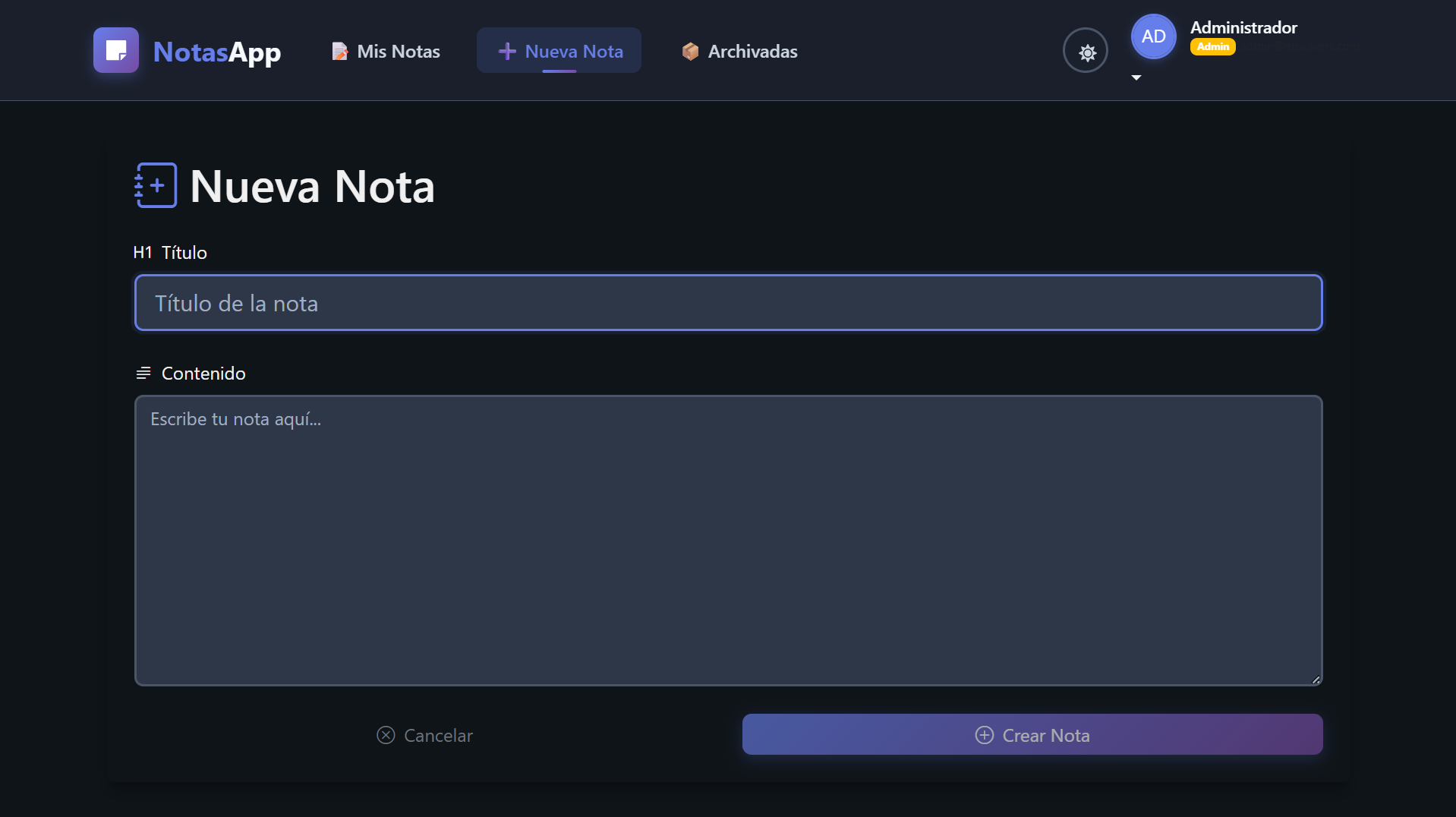 Crear nueva nota